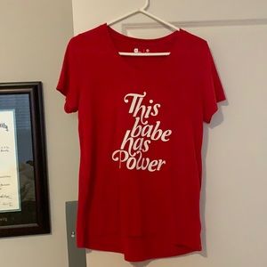 Red this babe has power tee